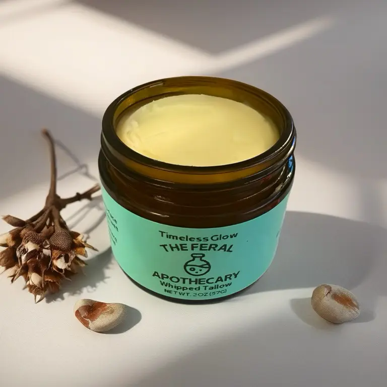 Timeless Glow Moisturizing Whipped Tallow Face Balm by The Feral Apothecary 2oz. - Nourishing with Frankincense, Lavender & Sandalwood for Radiant Skin