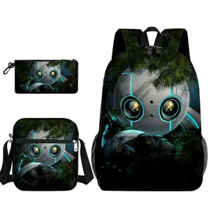 The Wild Robot Anime Backpack for Women/Men/Teens, Day Packs Knapsacks Casual Backpacks 3 Pcs Set Gift for Gym Travel Camping Outdoor Work Business
