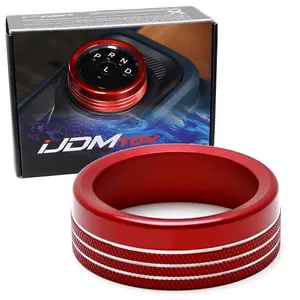 iJDMTOY Sports Red Aluminum Center Console Automatic Shift Rotary/Gear Selector Cover Trim For 2022-up Ford Maverick