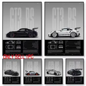 1 Pc Minimalist Famous German Luxury Sports Car GT3-RS Supercar Poster Canvas Painting Wall Art for Home Interior Artistic Decor (7 Styles)