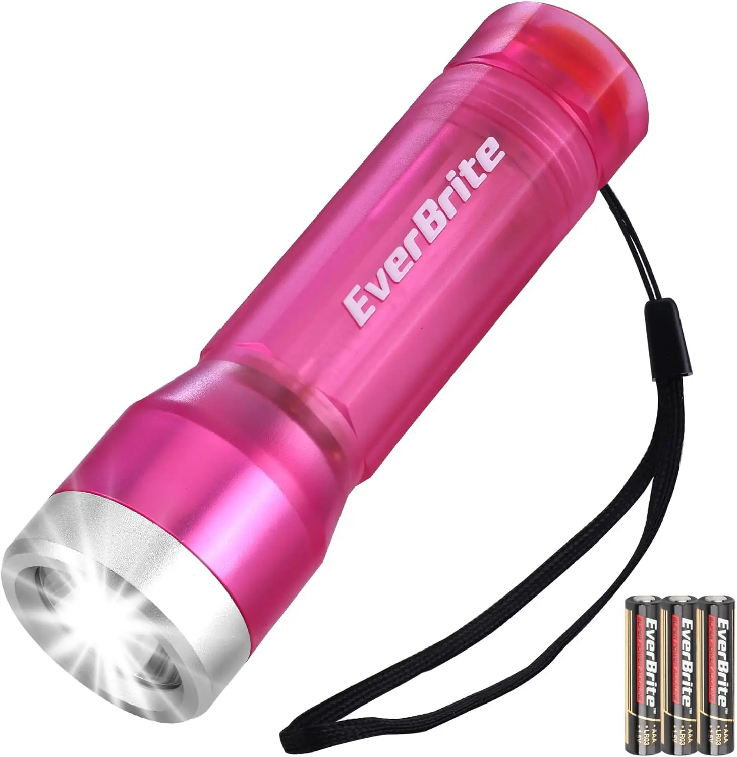 Small Flashlight, Compact LED Flash Light with 3 Modes, 3 AAA Batteries Included, Water-Resistant Mini Flashlight for Home,Emergencies and Camping, Pink, 1 Pack