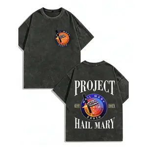 100 Percent Cotton Oversized T-Shirt Project Hail Mary Space Mission Earth 2021 Fashionable Street Retro Style Summer Casual Wear