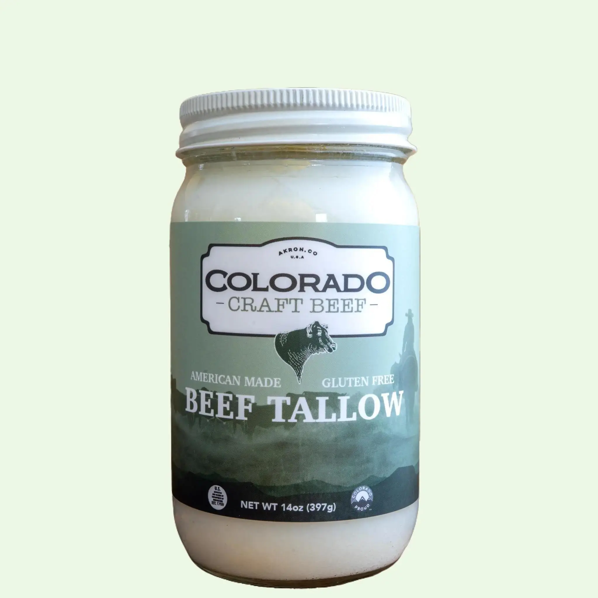 Beef Tallow - Single Ingredient 100% Pure Beef Tallow - Packaged in Glass Jars - Gluten Free, Grass Fed, No Sugar, Keto Friendly, 14 oz (28 Servings) - High in Vitamins A, D, E, and K. Perfect For High Heat Cooking. American Made. Beef Tallow For Cooking.