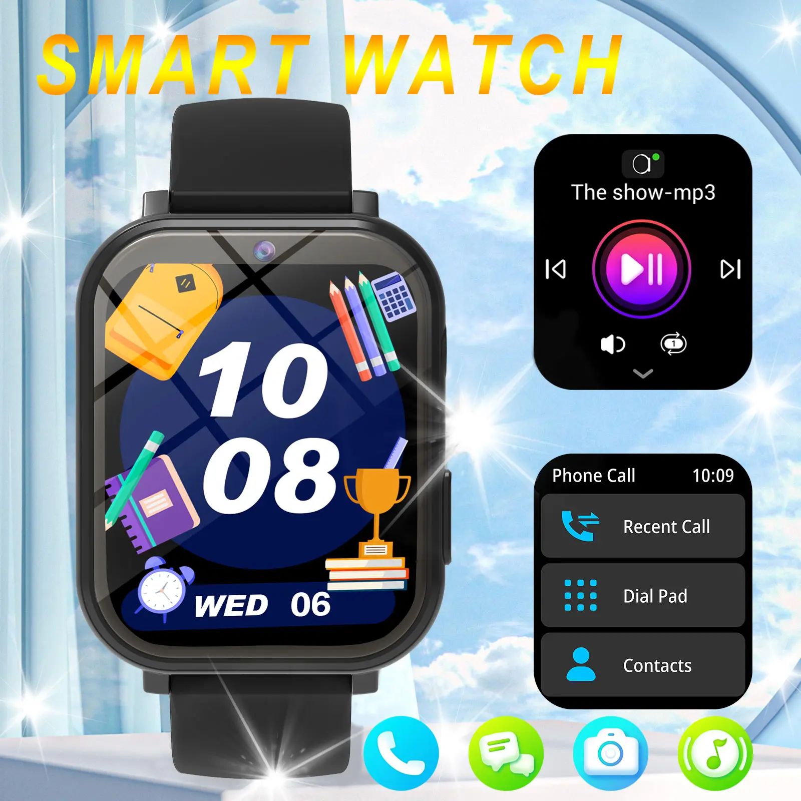 Kids Smart Watch (1.83 Inch) – Capture Memories with Camera & Growth Album, 18 Fun Games, Plus Calculator/Calendar/LED Torch, Unisex for Boys & Girls, Multifunctional Watch