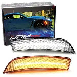 iJDMTOY Semi-Clear Lens White Driving/Amber Sequential Blink Full LED Front Bumper Side Marker Light Kit For Subaru 2022-up BRZ, For Toyota 2022-up GR86