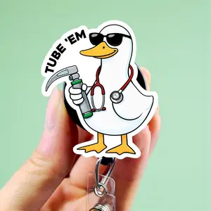 Respiratory Badge Reel , Xray Girl Creations, Funny Anesthesia Badge Clip, CRNA ID Holder, Cute Badge reel for Respiratory Therapists, Anesthesia and ICU Nurses. Retractable swivel clip with a 360 rotation.  Badge pull