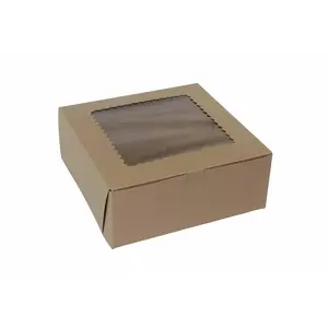 10" x 10" x 4" Kraft Windowed Cupcake Boxes - Holds 6 - 100 Per Pack