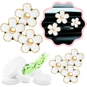 6 Pieces Daisy Flower Air Vent Clip Car Air Freshener Charm Colorful Car Interior Accessories for Girls Women