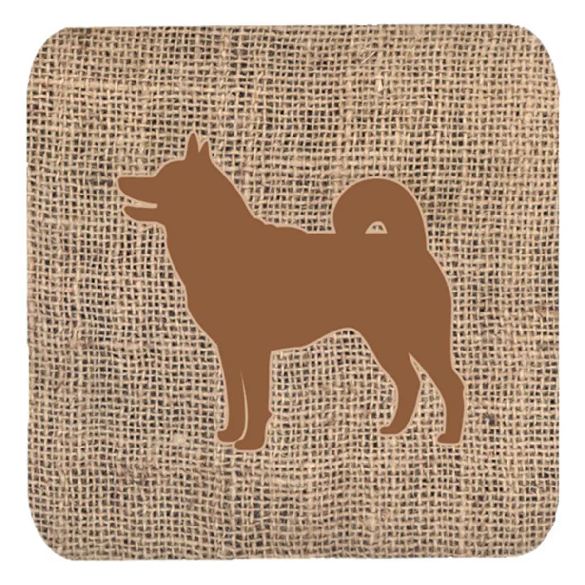 Shiba Inu Burlap and Brown Foam Tableware Coasters, 4-Piece Set