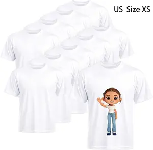 Joyclub 10 PCS Blank T-Shirts for Adults Unisex White Polyester Shirts Sublimation Crew Neck Short Sleeve Team Uniforms