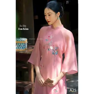 Pink embroidery ao dai modern A25 | Ao Dai for Women| Lunar New Year | Ao Dai Viet Nam