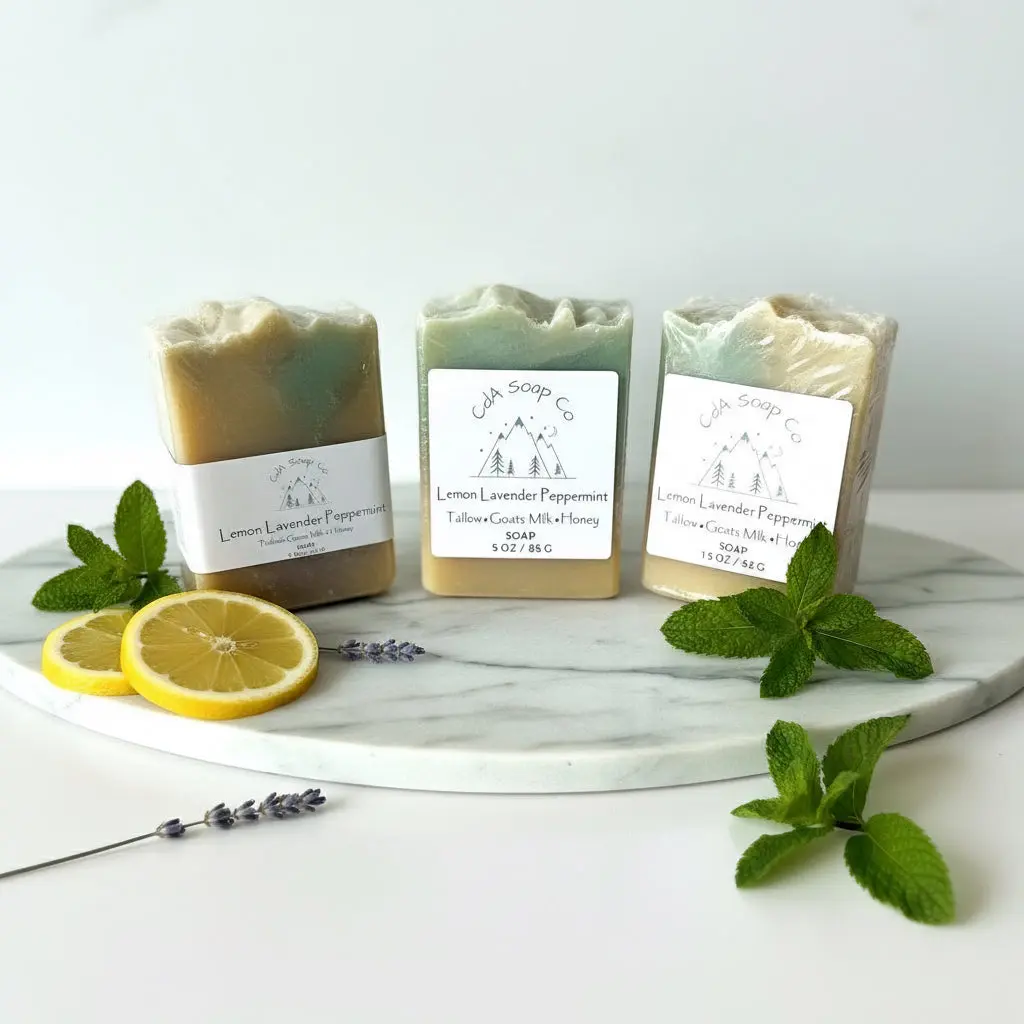 Lemon Lavender Peppermint Tallow Goat Milk & Honey Soap