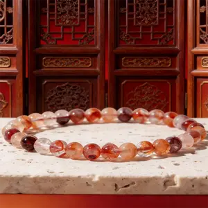 Natural Red Fire Quartz Bracelet Chinese Elegant Gemstone
