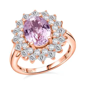 AAA Patroke Kunzite and Moissanite 4.80 ctw Rose Radiance Ring in 18K Vermeil Rose Gold Over Sterling Silver Size 7 Christmas Gifts