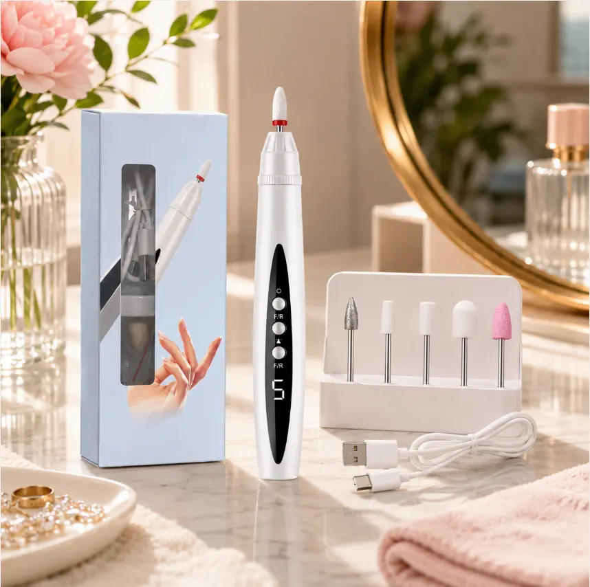 Rechargeable Nail Drill Cordless Electric Nail File Portable E File Professional Nail Care Tool Manicure Pedicure Nail Grinder Acrylic Gel Natural Nails Home Salon Beauty Essential Viral Finds Must Have Women Beginners Nail Tech Travel Friendly