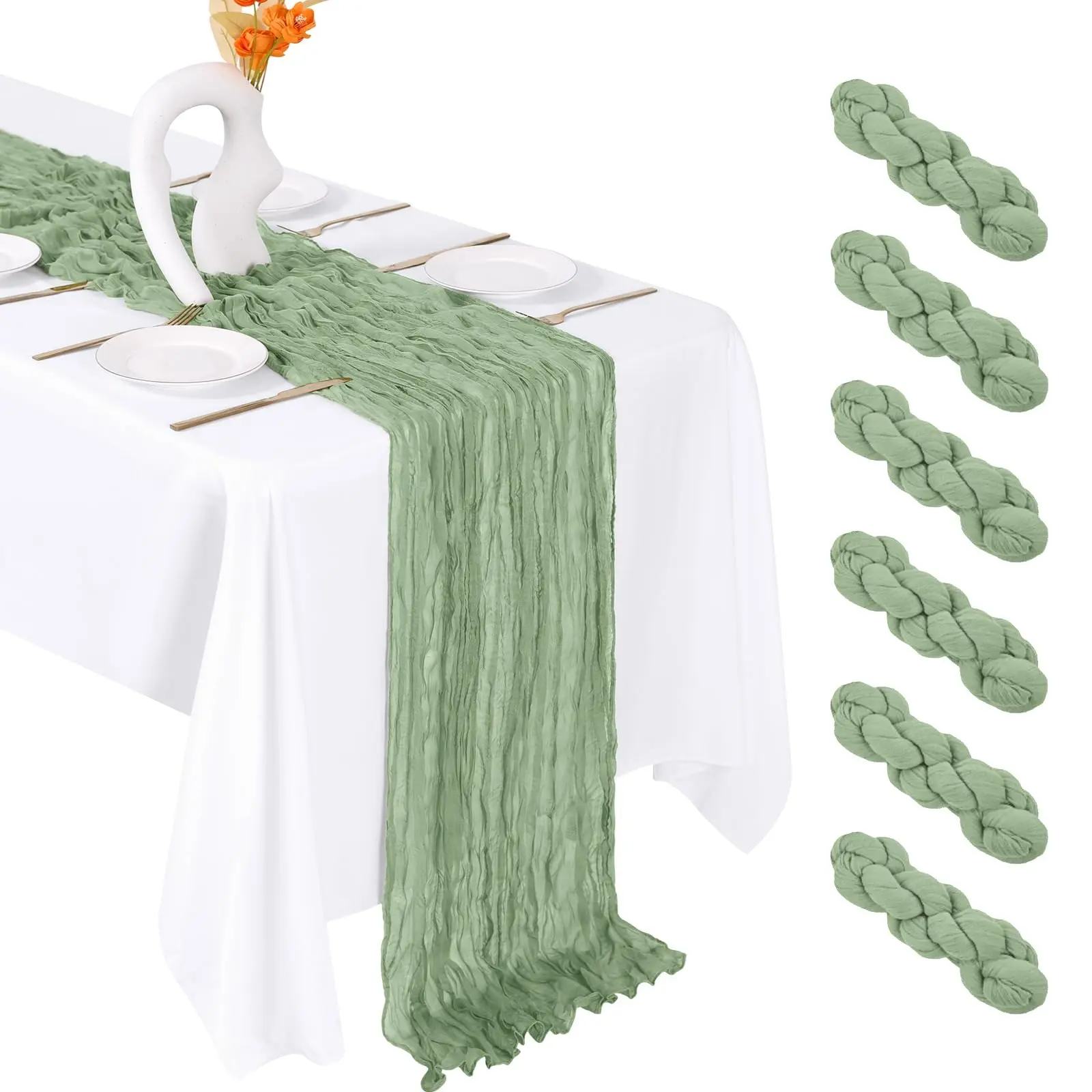 YOUR PARTY TABLES JUST GOT 10X PRETTIER! 6 Pcs Cheesecloth Table Runner Set | Boho Rustic Sheer Gauze Decor for Wedding Birthday Holiday Home | Party Must Have