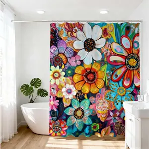 1 PC Vibrant Floral Bathroom Design Transform Your Space with Colorful Decorative Shower Curtain Ideas Unique Home Decoration Tips for Stylish Bathroom Renovation Brighten Your Bath Area with Eye-Catching Patterns