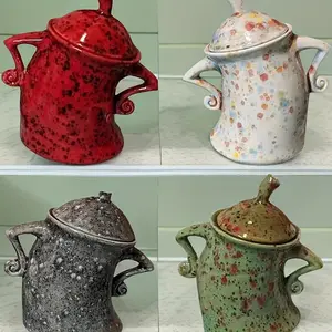 [Cute Hip Pot] Fashionable Cute Hip Pot - Cross-border New Attitude Pot with Sealing Lid - Kitchen Food Storage Cookware Red Flower Pattern Stockpot Ceramic Nonstick Coated