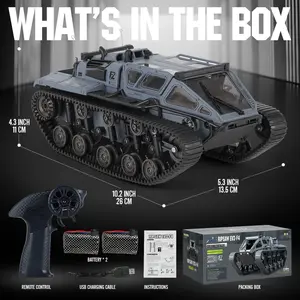 【Quick delivey】 RC Tracked Tank With Full-Proportional Remote Control Car Powerful Offroad For All Terrains With Led Lights And Alloy Door Open Model Military War Car Vehicle Gift For Kids With 2 Batteries