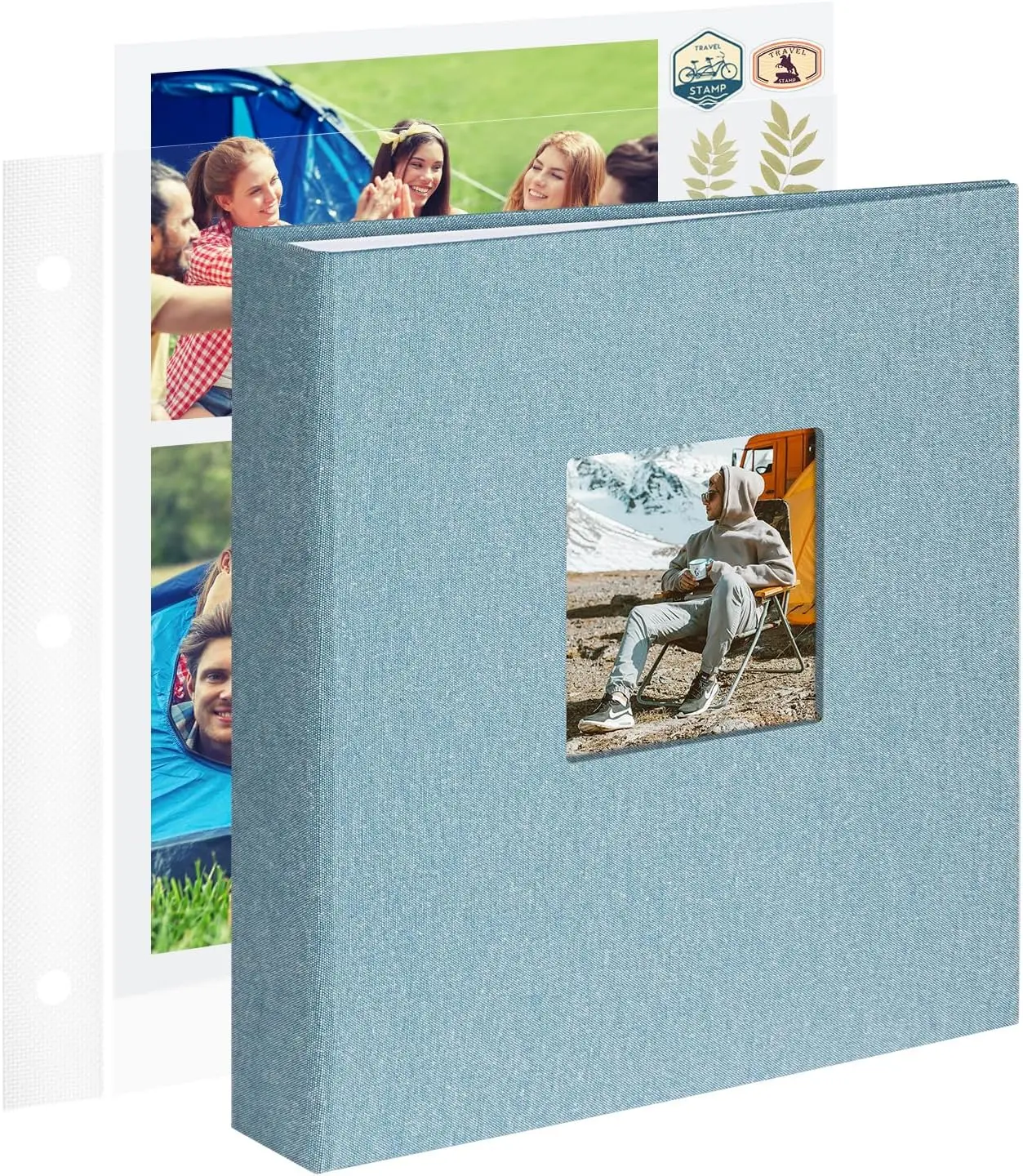 8.5x11 in Polypropylene 3-Ring DIY Scrapbook Photo Album - 30 Acid-Free Plastic Sleeves, 60 Blank Pages, Archival-Safe for Wedding, Anniversary (Cyan Blue)