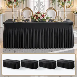 8/6FT 4 Packs Spandex Rectangle Table Cover Cloths with Skirt Good Gift for Wedding Folding Table Banquet Baby Shower Birthday Party