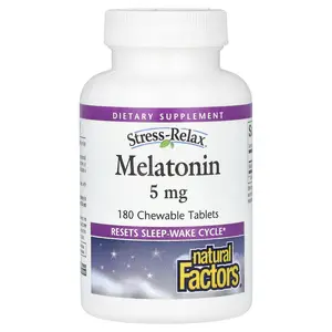 Natural Factors Stress-Relax, Melatonin, 5 mg, 180 Chewable Tablets
