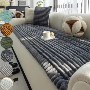 Plush Pet-Friendly Couch Cover for Dogs, Thick Non-Slip Sofa Protector, Machine Washable Furniture Seat Pad Mats for 2/3 Seater