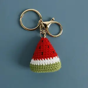2025 FashionHandmade Weaving Keychain Wool Crochet Unique Knitted Pendant Keyring  Watermelon Pendant Keychain Gifts Key Chains