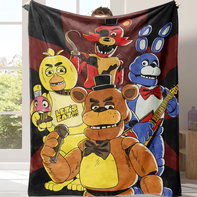 Countdown Sale! FNAF Theme Flannel Plush Throw Blanket - Super Soft, Comfortable, All-Season Warm Nap Blanket for Office Sofa Use, Ideal Gift for FNAF Fans, Friends and Children for Warm Nap Experience