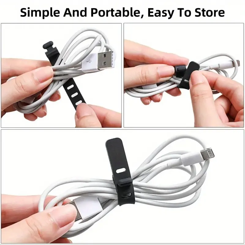 20 reusable silicone cable organizers - highly elastic cable management bands, suitable for headphones, USB chargers and electronic products, durable plastic cable rollers.