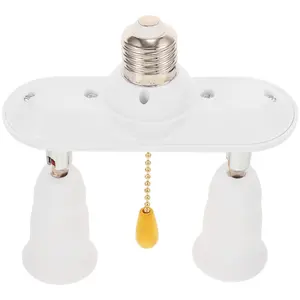 E27 to 2E27/E26 Lamp Holder Adapter with Pull Chain Light Splitter for Connects 2 Light Fixtures
