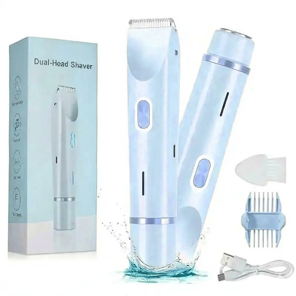 Women's Dual-Head Rechargeable Bikini Trimmer, 2025 New 2-in-1 Painless Electric Razor with Replaceable Facial Razor, USB-Cordless Waterproof Body Hair Trimmer for Silk Skin Hair Removal, Usb Rechargeable Trimme
