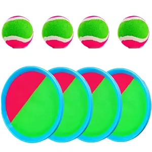 9pc Catch Ball Game Set for Kids Ages 3-12, Indoor Outdoor Play, Includes 4 Rackets and 4 Sticky Balls, Beach Pool Toy Gift