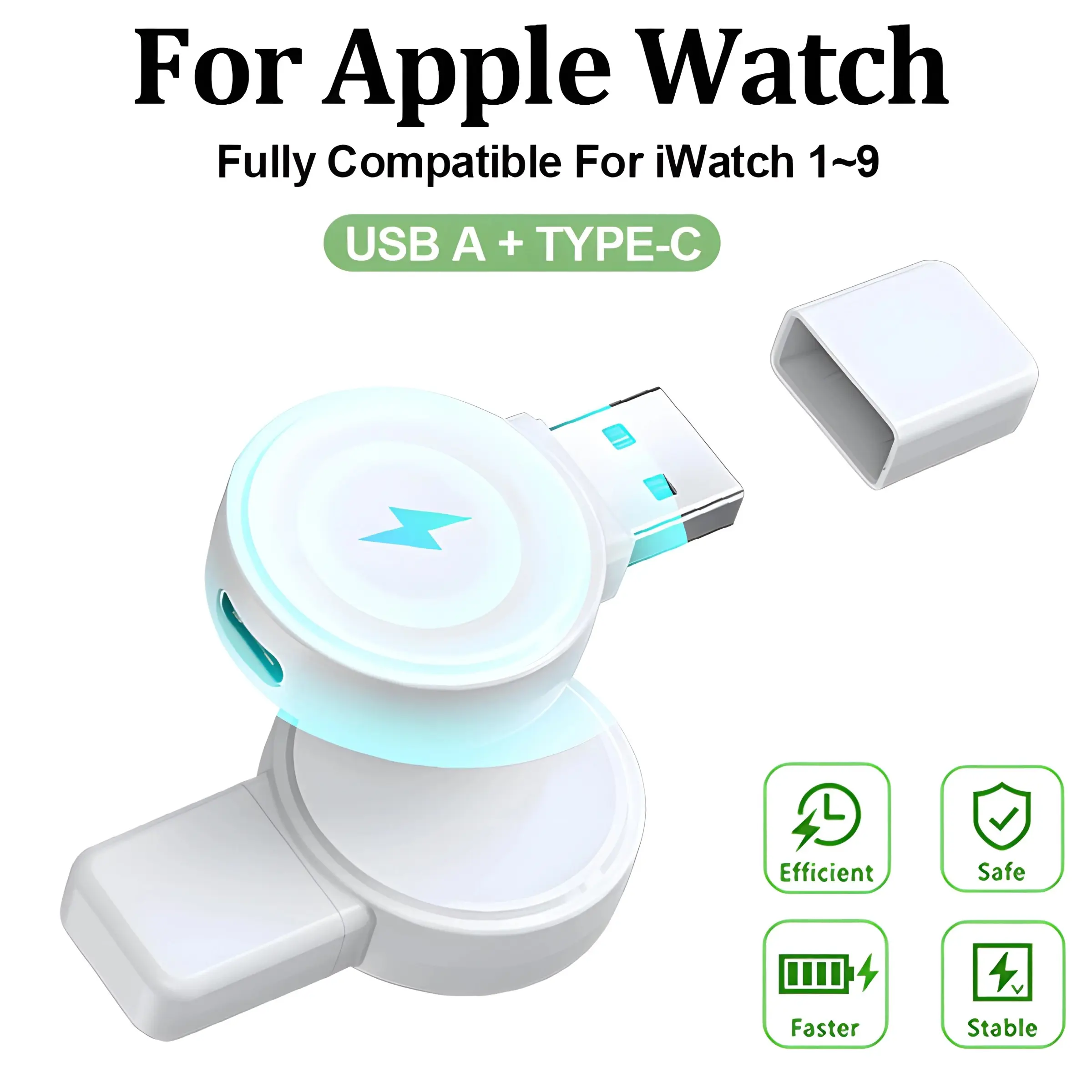 New Wireless Magnetic Smart Watch Charger, USB Type-C Charging Stand, Compatible with Apple Watch Series 9/8/7/6/se/iwatch 5/4/3/2