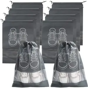 10PCS Large Shoe Bags for Travel Drawstring Shoe Pouch with Clear Window Durable Material for Secure Packing Portable Storage Bag