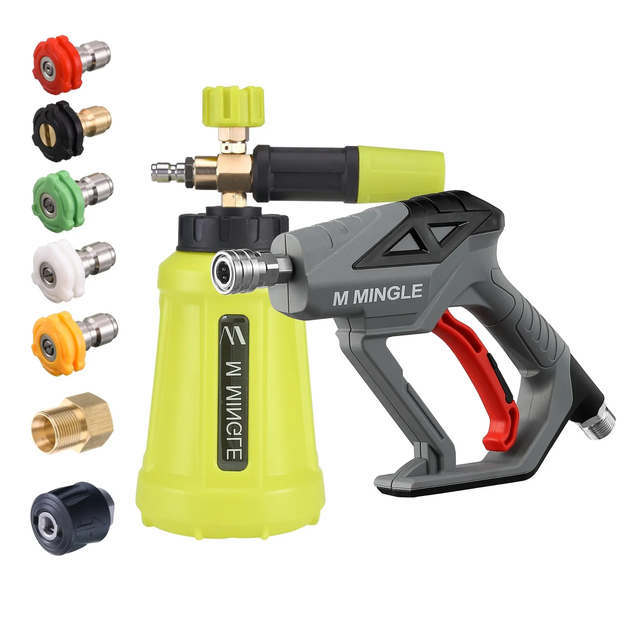 High-Pressure Foam Gun, 4000 Psi Foam Cleaner, 1L Capacity, Quick Connect 1/4", Karcher Compatible Adapter, 5 Nozzles Included, Car Washing Tool