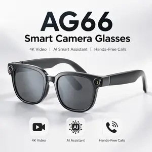 AG66 4K Smart Camera Glasses, 13MP HD AI Smart Eyewear with 3-Mic Noise Reduction, Hi-Fi Audio, Lightweight TR90 Frame, Detachable Lenses for Men Women