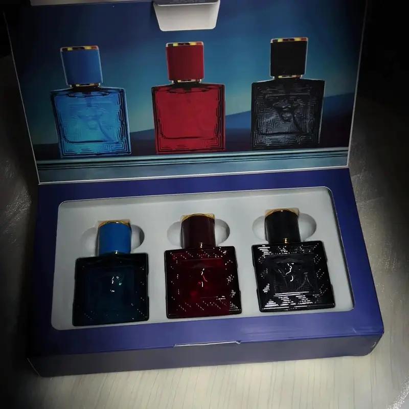 3-Piece Men's Fragrance Cift Set:Ocean Breeze, Cedarwood & Amber Eau De Toilette, 3Oml Portable Perfume Bottles for Travel