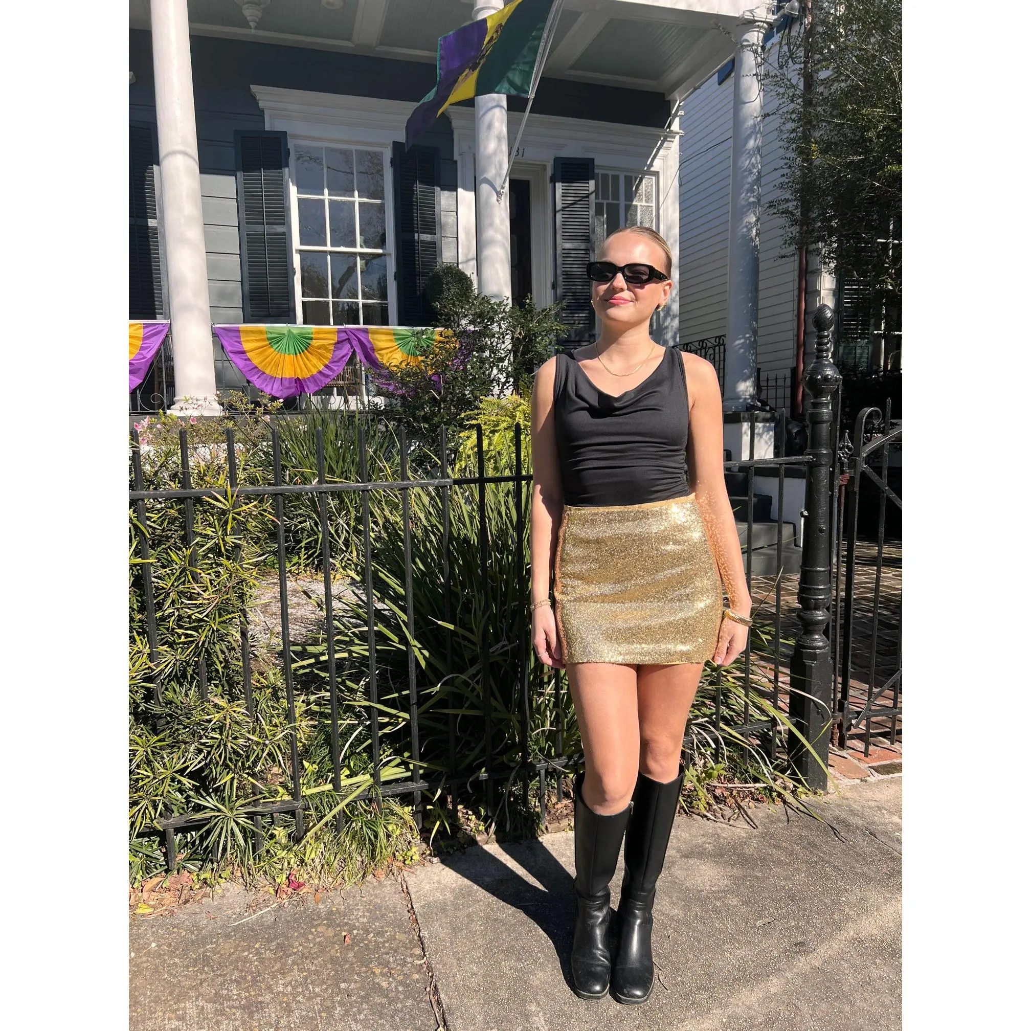 Gold Sequins Mini Skirt