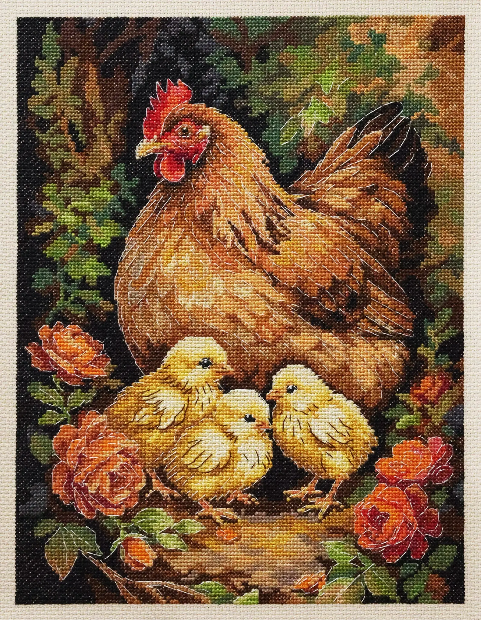 Cross-stitch kit - Hen in the Yard AH-326