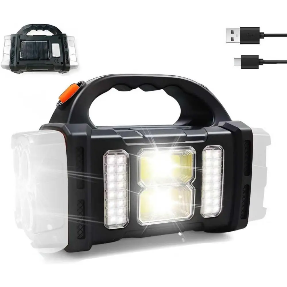 Rugged Solar LED Flashlight & Portable Lantern, Compact Emergency Light with 4 Modes for Camping, Hurricanes, Power Outages