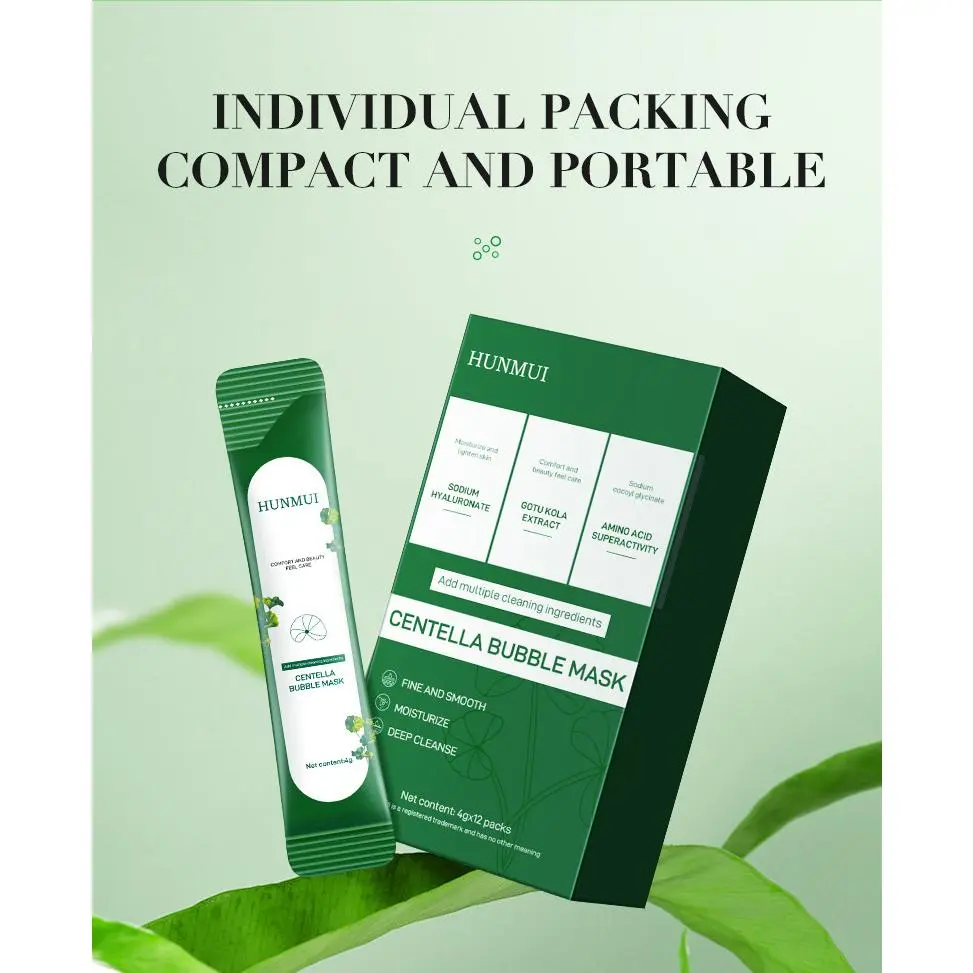HUNMUI Centella Asiatica Bubble Mask, Hydrating & Soothing Cleanser for Skin Repair, Mud Mask for All Skin Types, 48 Count, Moisturizer, Face Masks