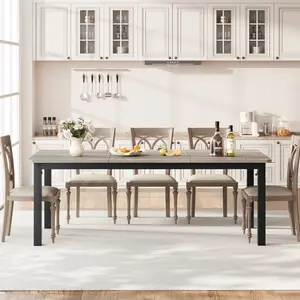 【 table only 】78.7 Inch Long Computer Double Desk, Large Industrial Office 2 Person Desk Workstation, Study Writing Wide Table Laptop Desk Tables for Home Office Bedrooms