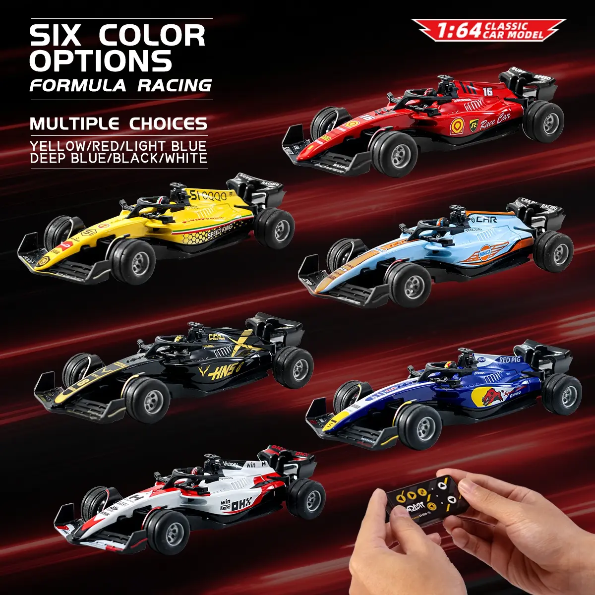 1/64 Pocket Size Mini RC F1 Racing Car, 2.4GHz Portable Remote & App Dual Control, USB Rechargeable Formula Drift Toy, Stress Relief Desktop Game, Birthday & Christmas Gift for Kids & Racing Fans