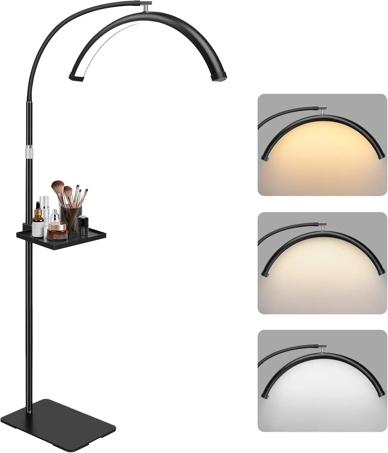 Half Moon Lash Light with Tool Tray for Eyelash Extensions - Professional LED Lamp for Eyetech,Tattoo Artists, Estheticians | Dimmable Cool/Warm Lighting & Brightness | Shadow-Free Design (Remote)