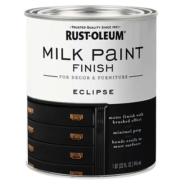 Rust-Oleum 235042 30 oz Interior Milk Paint - Eclipse, Aluminum Build, Quick-Drying, Built-In Adhesion Properties, Antique Look for Home Decor, Interior Paint