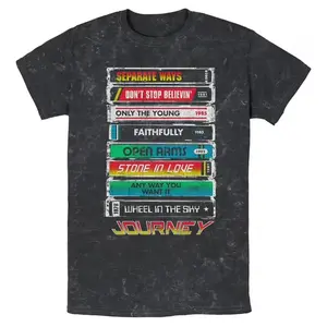 Mens Journey Tape Deck Hits T Shirt Badass Alternative Fashion Fans Bold edgy design for goth Harajuku streetwear lovers  Gift for Birthday Anniversary Holiday Christmas Halloween