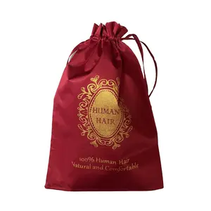 DROSUUD 1 Pcs Red Color Hair Bag for Lace Wigs Packing Big Size Satin Silk Bag Packaging With Drawstring