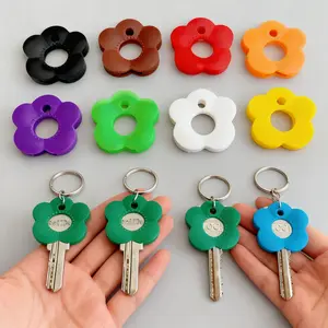 Gift for Her/Him 10pcs Random Color Multicolor Flower Key Covers Set with Labeled Keycaps - Durable Color-Coded Key Protectors for Home/Office Keys, Easy Install Keychain Organizers, Trendy Cute Keychain, Keychain Accessories, Keychain Decor