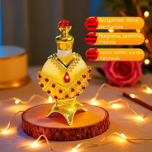 Classic golden Arabian concentrated perfume oil, Arabian women's perfume, Dubai concentrated perfume oil, decorated with ruby accents, romantic night, perfect for Valentine's Day gift for mother and all ladies, long-lasting and alluring perfume oil.
